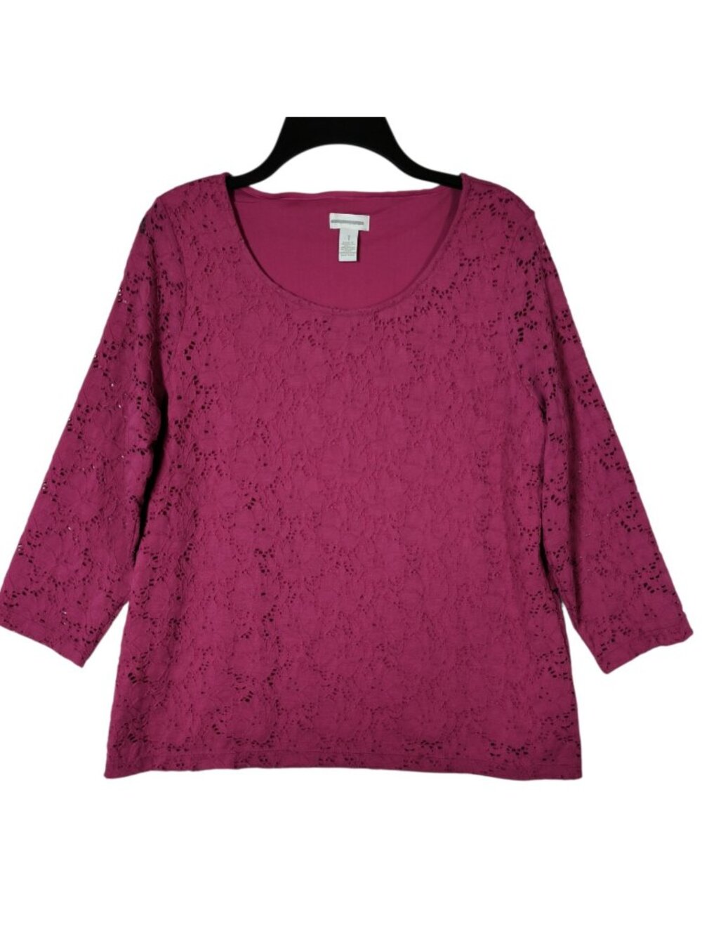 Chico's Fuchsia Pink Stretchy Lace Lined Top Size 1 Small
